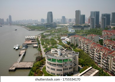 Shanghai, China - April 27 2011: Aerial View Of The Huangpu River Waterfront At Luwan District