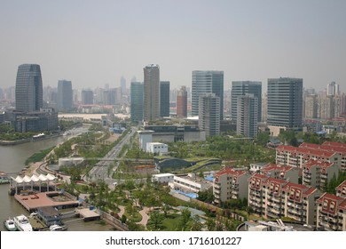 Shanghai, China - April 28 2011: Aerial View Of The Luwan District And Huangpu River Waterfront