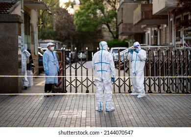 Shanghai, China - April 4, 2022: Xuhui Shanghai enters city-wide lockdown to curb the largest outbreak of COVID-19 since wuhan in 2020. 