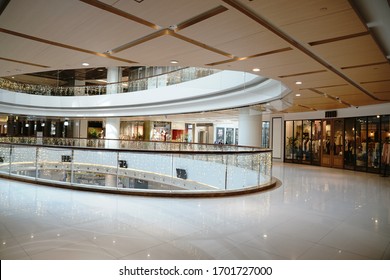 SHANGHAI -China, FEB. 20, 2020:Luxury Shopping Mall Interior, During COVID-19 Was The Least-populated Chinese New Year Holiday Ever.