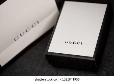 Shanghai, China - January 21, 2020: Gucci Gift Packaging.