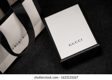 Shanghai, China - January 21, 2020: Gucci Gift Packaging.