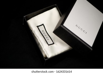 Shanghai, China - January 21, 2020: Gucci Gift Packaging.