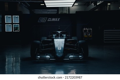 Shanghai, China- June 26,2022: A  Black F3 Racing Car  Is Parked In Garage