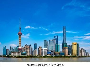 SHANGHAI, CHINA, - JUNE, 7, 2018: The skyline of Pudong, Shanghai, China.
