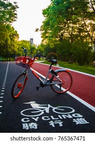 Shanghai, China, May 2017: BIKE SHARING, Bike Path