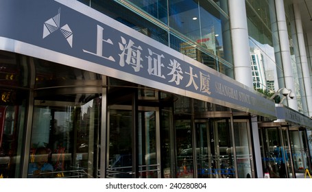 SHANGHAI, CHINA - Oct 2: Shanghai Stock Exchange closeup on Oct 2, 2014 in Shanghai, China.