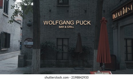 Shanghai, China - October 13th, 2018: Exterior Of Wolfgang Puck Bar And Grill In Xintiandi.