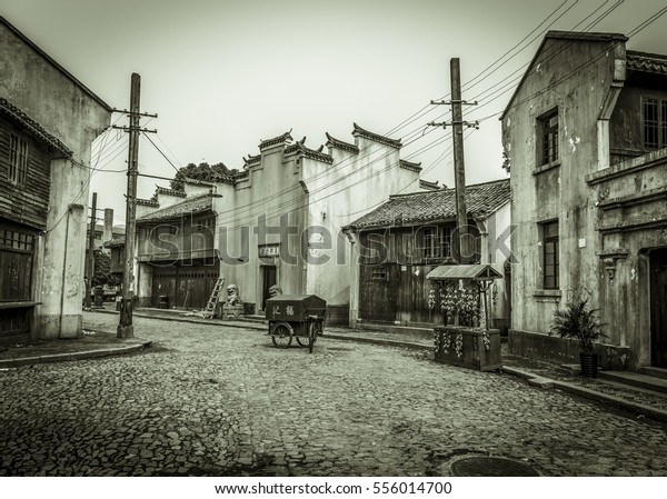 Shanghai, China: September 2016: Shanghai film and
television base to restore the real scene of the early nineteenth
Century Shanghai. 
