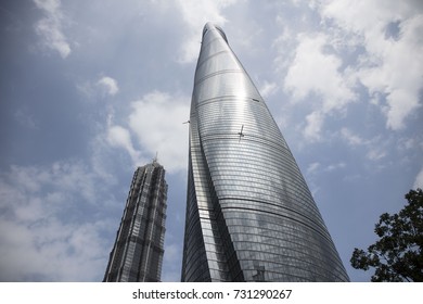 SHANGHAI, CHINA - September 8, 2017: Shanghai Pudong. Shanghai Tower, Jin Mao Tower