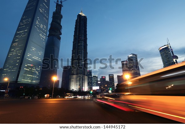 Shanghai city car light\
trails