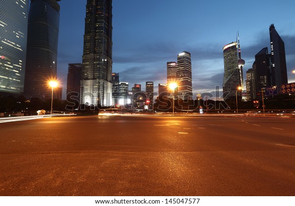 Shanghai city car light\
trails