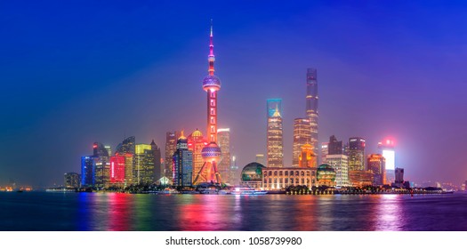 Shanghai City Night View Architectural Landscape