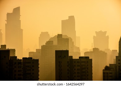 Shanghai City Scape At Dawn During A Polluted Day