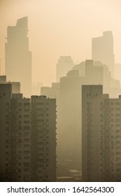 Shanghai City Scape At Dawn During A Polluted Day