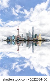 Shanghai Cityscape With Typhoon Sky