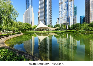 Shanghai Commercial District Modern Urban Architecture And Green City Park,China