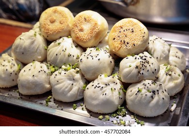 Shanghai - Dumpling, Hot Eating, Morning Food, Pan Fried Pork Bun,Shui Jian Bao Dumplings, Chinese Food