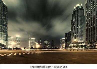 Shanghai Lujiazui Finance and Trade Zone of the modern city night background