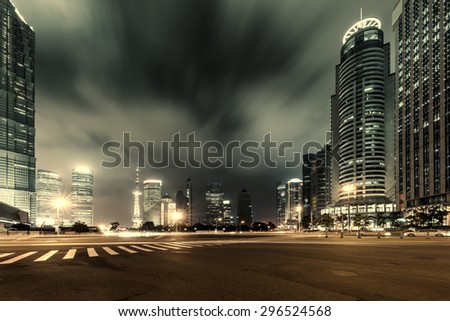 Shanghai Lujiazui Finance and Trade Zone of the modern city night background