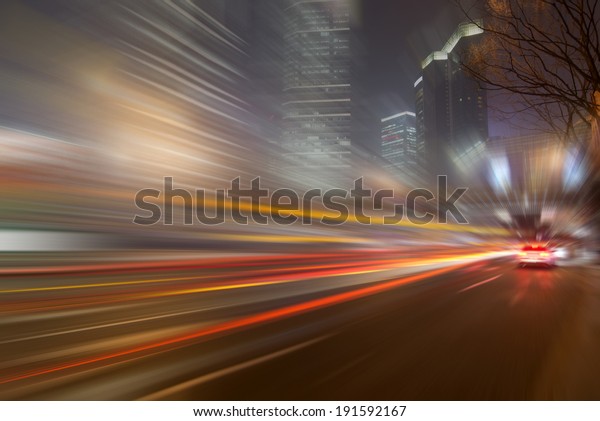 Shanghai night road\
traffic
