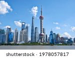 Shanghai skyline and an amazing sunny day, Pudong, China, Asia
