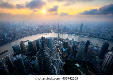 Shanghai skyline city scape, Shanghai luajiazui finance and business district trade zone skyline, Shanghai China - Shutterstock ID 455942185