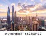 Shanghai skyline and cityscape at sunset