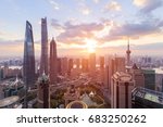 Shanghai skyline and cityscape at sunset