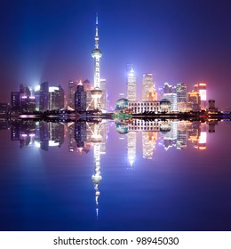 Shanghai Skyline At Night,beautiful Night View