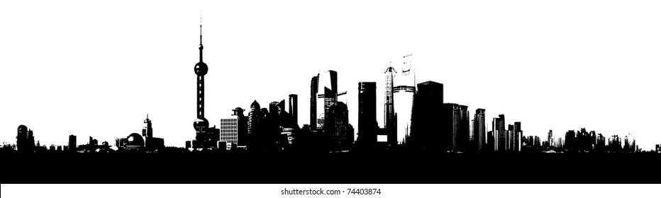 Shanghai Skyline Silhouette Images Stock Photos Vectors Shutterstock