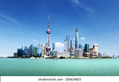 Shanghai Skyline And Sunny Day