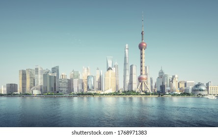 Shanghai Skyline In Sunny Day, China