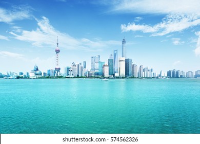 Shanghai Skyline In Sunny Day, China