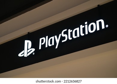 Shanghai,China-August 13th 2022: Close Up PlayStation Store Sign. A Video Game Brand