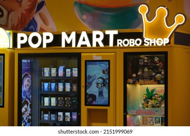 Shanghai,China-Feb. 13th 2022: Close Up POP MART Robo Shop Vending Machine. Chinese Mystery Box Toy Maker 