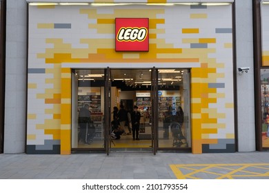 Shanghai.China-Jan. 2nd 2022: Large LEGO Toy Store And Brand Logo