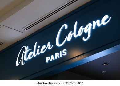 Shanghai,China-July 3rd 2022: Close Up Atelier Cologne Store Sign. Perfume Brand