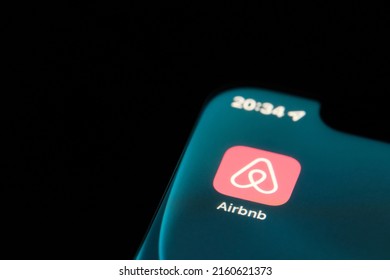 Shanghai,China-May 25th 2022: Close Up Airbnb Mobile App Icon On Phone Screen. 