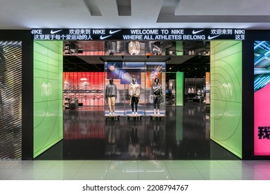 SHANGHAI.China-OCT.1st ,2022:nike New Concept Store Interior Display .Famous Sports Fashion Brand Worldwide And It Is One Of The World's Largest Suppliers Of Athletic Shoes And Apparel.