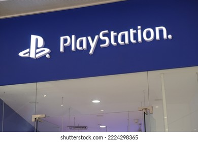 Shanghai,China-September 4th 2022: Close Up PlayStation Store Sign. A Video Gaming Brand