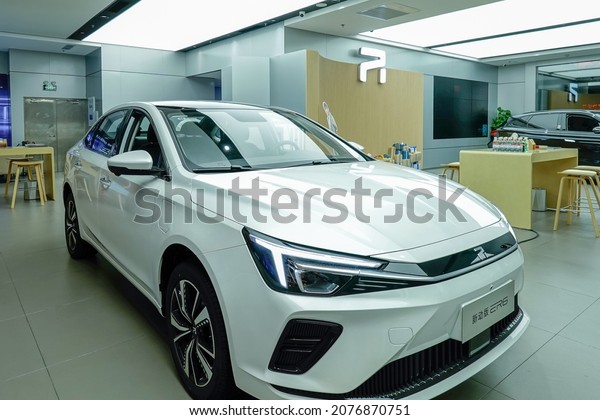 SHANGHAI-NOV. 16, 2021.Electric car stores\
interior in\
Shanghai.