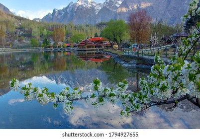 shangrila resort in kachura lake during springtime in Karakorum range skardu , gilgit Baltistan