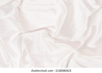 Shantung Silk, Draped Ivory White Bridal Gown Fabric, Creative Background. 