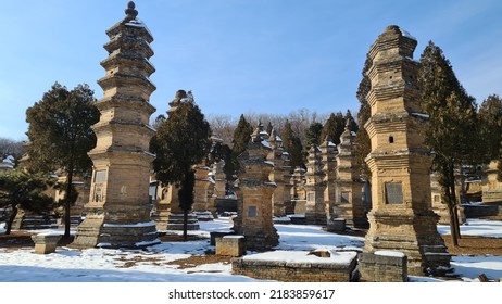 Shaolin Monastery Snowy Winter Landscape