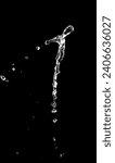 Shape form throw of Water splashes into Line water in air and stop motion freeze shot. Shape form Water for clear texture graphic resource elements, black background isolated