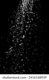 Shape form throw of Water splashes into drop water attack fluttering in air and stop motion freeze shot. Splash Water for explosion texture graphic resource elements, black background isolated