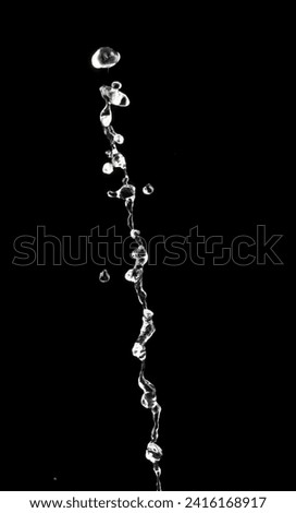 Shape form throw of Water splashes into drop water attack fluttering in air and stop motion freeze shot. Splash Water for explosion texture graphic resource elements, black background isolated