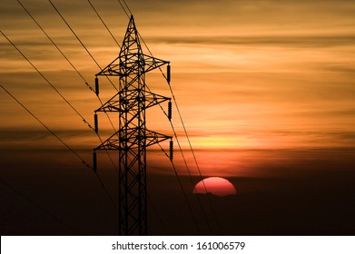 Shape of Silhouette Electricity Post.No Detail,Only Line and Structure on White BackGround.