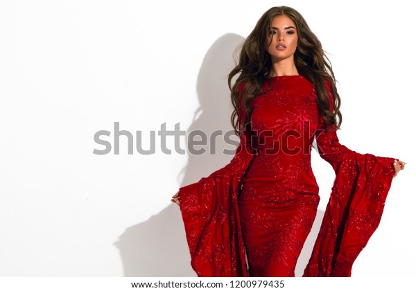 Shapely Girl Red Dress Fashionable Young People Beauty Fashion